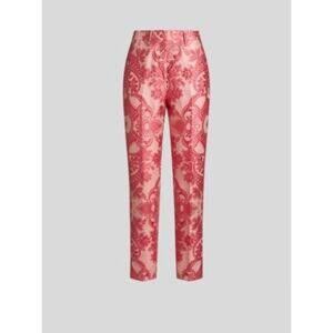 NEW ETRO jacquard lace cigarette trousers in red